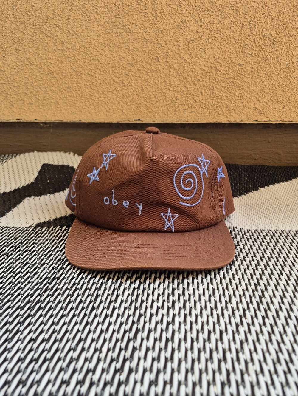 Obey Brown Graphic Cap with Star & Spiral Embroidery
